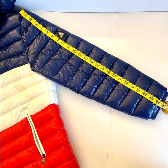 Mens Color Block Puffer Jacket Size Large Red White Blue - Picture 7 of 11